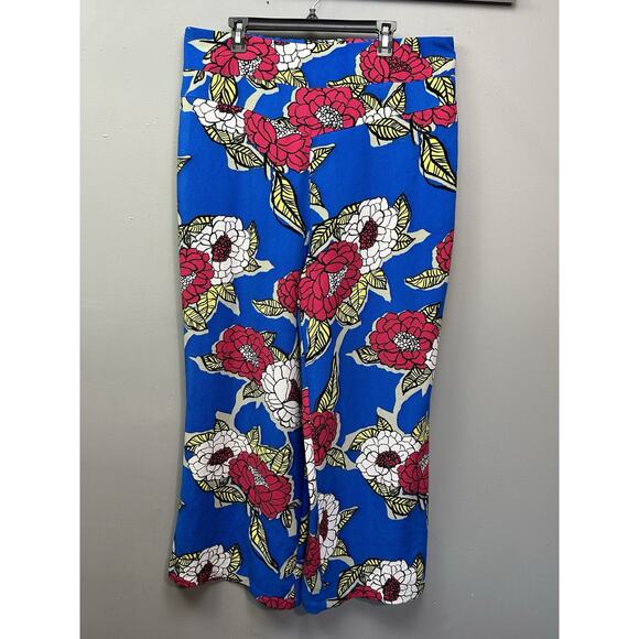 Melissa McCarthy Floral Dazzling Blue Pants Bright Womens Plus size 18W Tropical - Picture 1 of 7